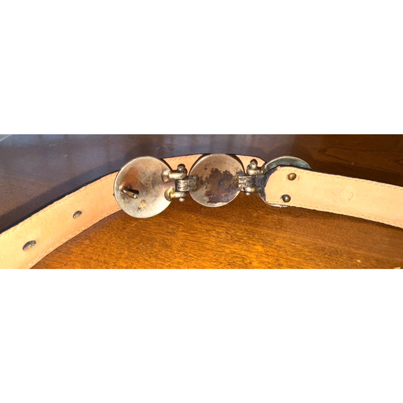 Vintage Black Croc Embossed Leather Floral Concho Belt Size Small - Picture 4 of 5